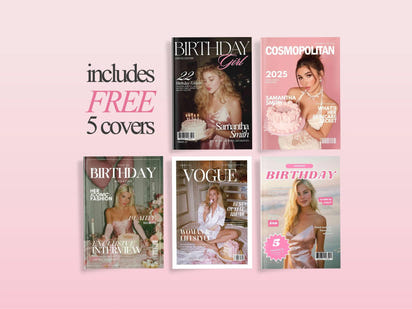 Personalized Digital Birthday Magazine Template for Her - Editable Canva Template